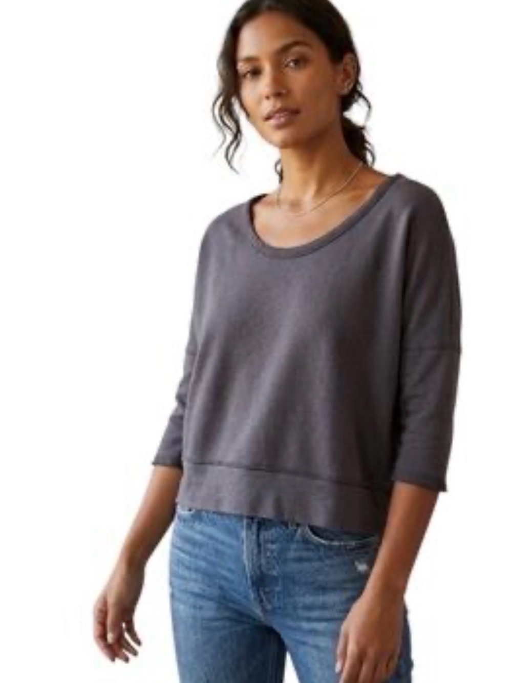 aerie Charcoal Gray Scoop Neck Relaxed Sweater